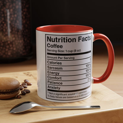 Humorous Coffee Nutrition Facts Mug, Funny Gift for Coffee Lovers