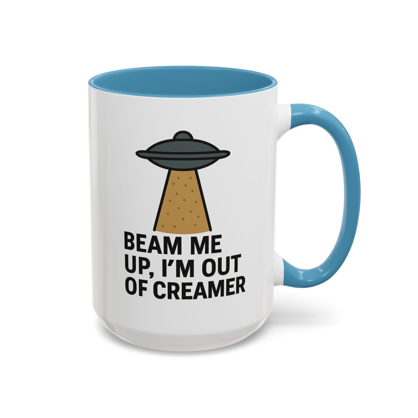 Funny Space-Themed Coffee Mug, Humorous Gift for Coffee Lovers, Out of Creamer, Alien Design, Quirky Kitchenware