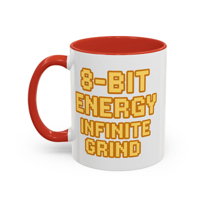 8-Bit Energy Infinite Grind, Cool Gaming Gift, Retro Video Game Cup, Perfect for Gamers, Fun Office Mug