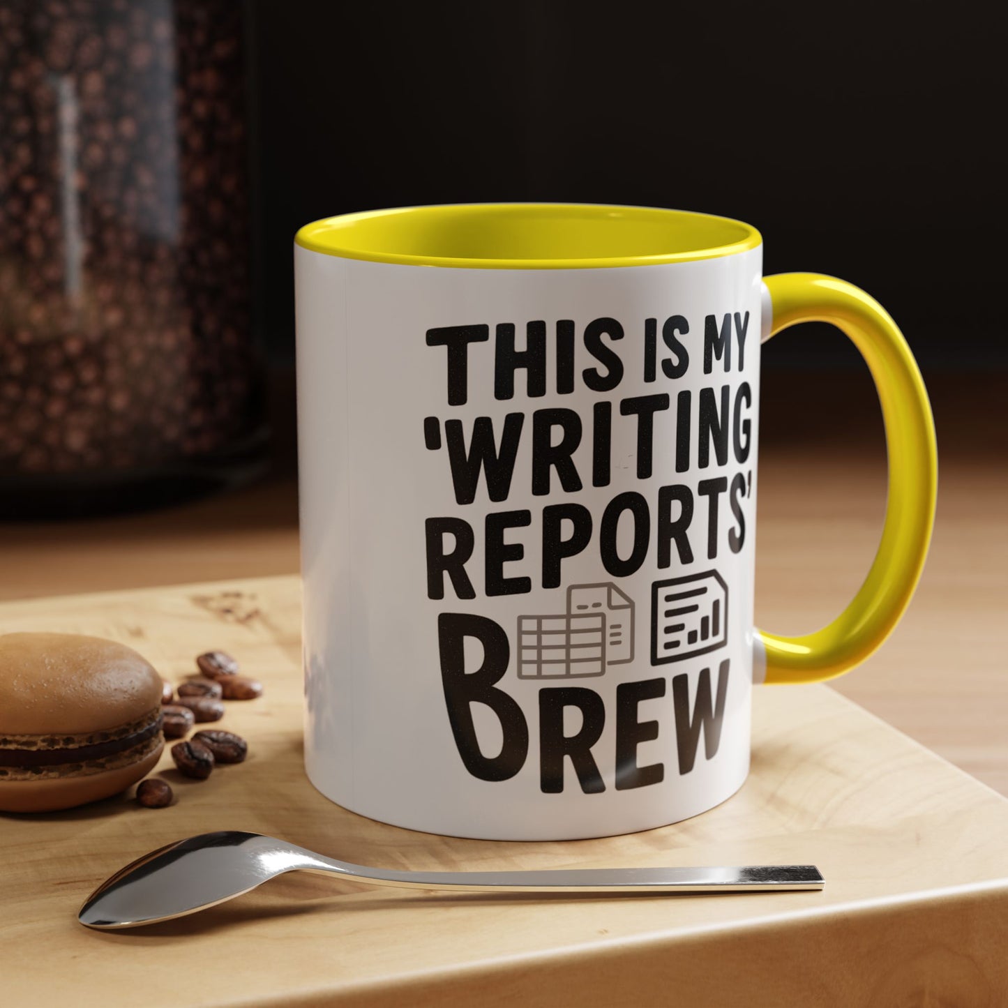 Writing Reports Accent Coffee Mug – Funny Office Gift, Work From Home, Police, Coffee Lover Humor