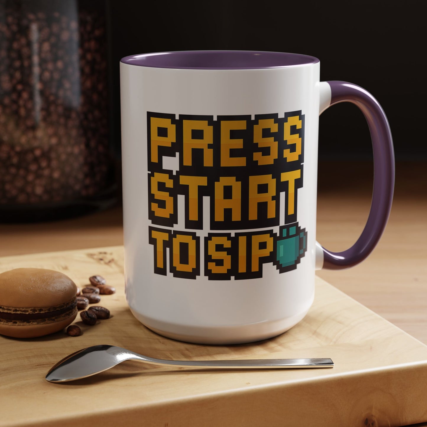 Gamer Coffee Mug, Press Start To Sip, Video Game Gift, Fun Kitchenware, Gaming Decor, Retro Style Mug