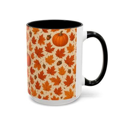 Autumn Leaves Coffee Mug, Pumpkin Mug, Fall Decor, Seasonal Gift, Nature Lover Mug, Cozy Kitchenware