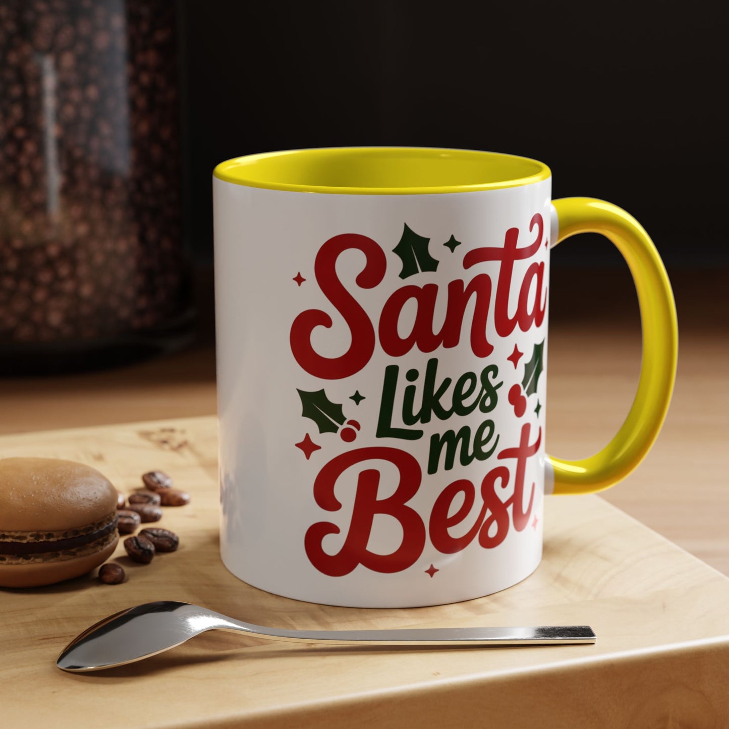 Santa Likes Me Best, Winter Decor, Gift for Coffee Lovers, Unique Present