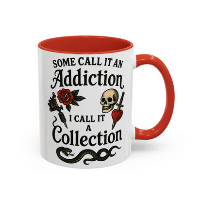 Tattoo Addiction Coffee Mug - Unique Gift, Skulls & Roses Design, Perfect for Collectors, Gothic Decor
