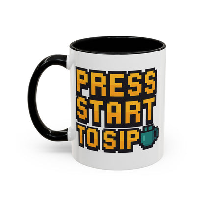 Gamer Coffee Mug, Press Start To Sip, Video Game Gift, Fun Kitchenware, Gaming Decor, Retro Style Mug