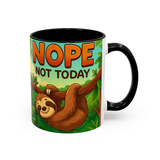 Sloth Nope Not Today-Themed Coffee Mug, Humorous Accent Mug for Animal Lovers, Perfect for Birthdays