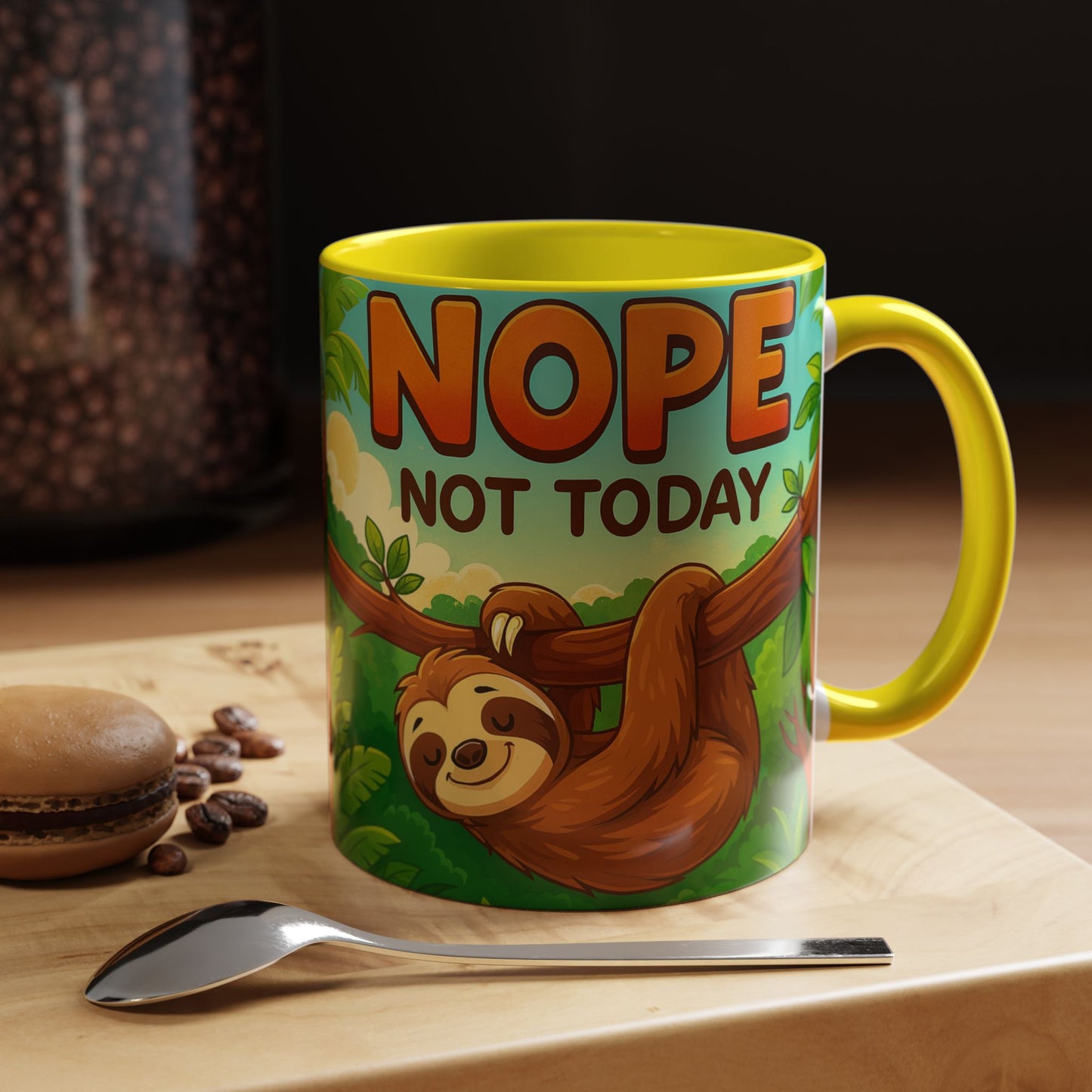 Sloth Nope Not Today-Themed Coffee Mug, Humorous Accent Mug for Animal Lovers, Perfect for Birthdays