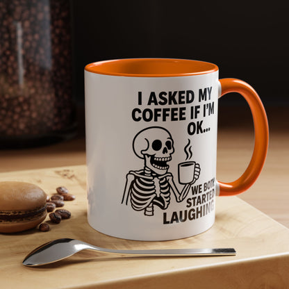 Funny Skeleton Coffee Mug, Halloween Gift, Cute Skeleton Amor, Office Mug, Day of the Dead Coffee Cup