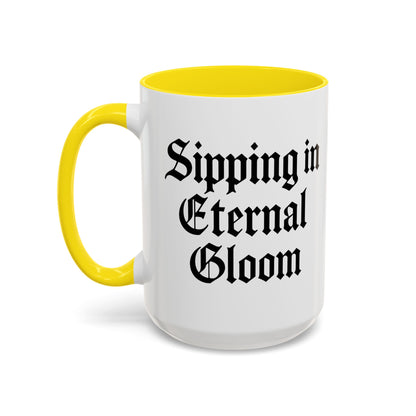 Eternal Gloom Accent Mug - Gothic Coffee Cup, Dark Aesthetic Drinkware, Unique Gift for Halloween, Home Office Decor, Quote Mug