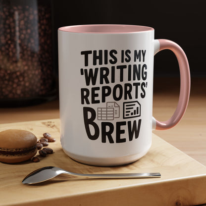 Writing Reports Accent Coffee Mug – Funny Office Gift, Work From Home, Police, Coffee Lover Humor