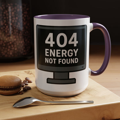 Humorous 404 Energy Not Found Coffee Mug, Funny Gift for Programmers, Unique Office Mug, Tech Lover's Gift, Coffee Lovers Mug