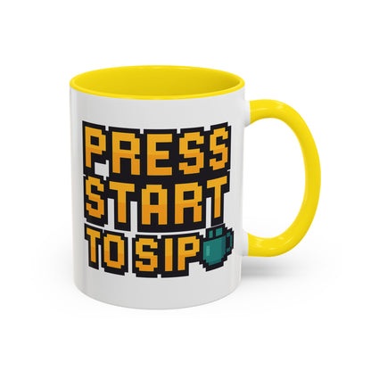 Gamer Coffee Mug, Press Start To Sip, Video Game Gift, Fun Kitchenware, Gaming Decor, Retro Style Mug