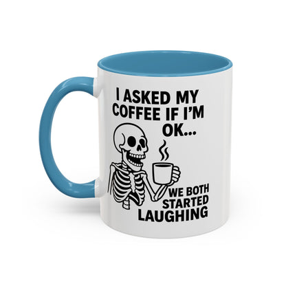 Funny Skeleton Coffee Mug, Halloween Gift, Cute Skeleton Amor, Office Mug, Day of the Dead Coffee Cup