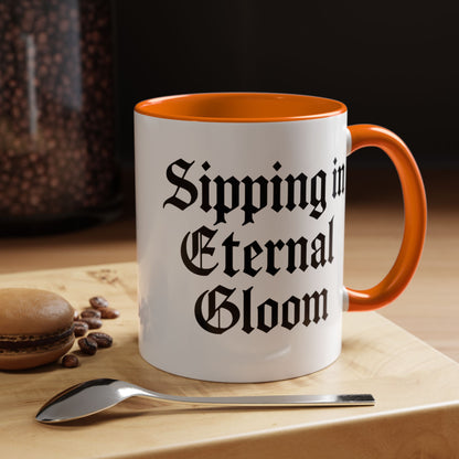 Eternal Gloom Accent Mug - Gothic Coffee Cup, Dark Aesthetic Drinkware, Unique Gift for Halloween, Home Office Decor, Quote Mug