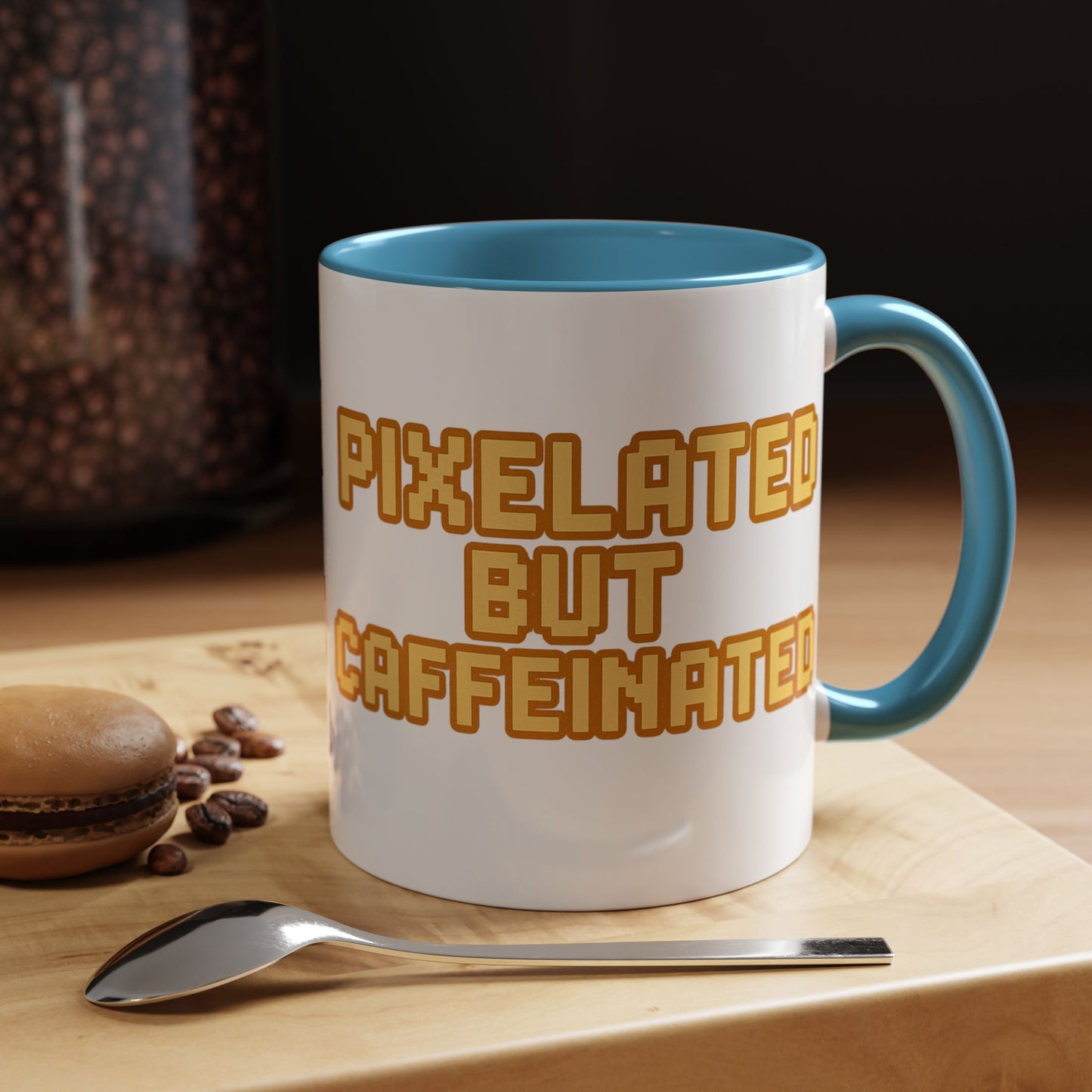 Pixelated Caffeinated Coffee Mug | Gamer Gift, Cute Coffee Cup, Retro Style Mug, Unique Gift for Him/Her, Home Office Decor