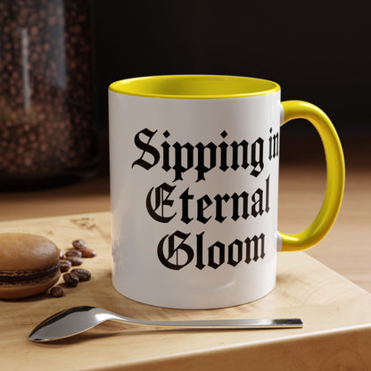 Eternal Gloom Accent Mug - Gothic Coffee Cup, Dark Aesthetic Drinkware, Unique Gift for Halloween, Home Office Decor, Quote Mug