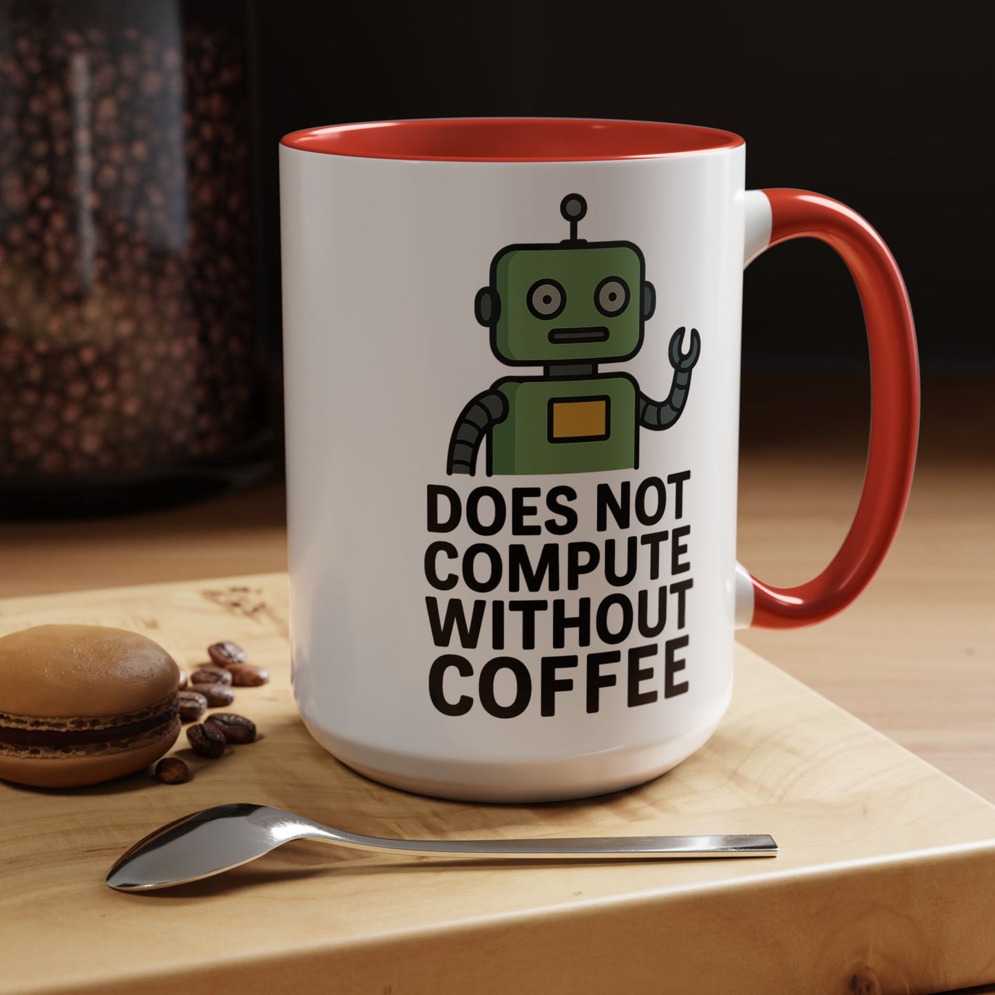 Funny Robot Coffee Mug | Does Not Compute Without Coffee | Gift for Tech Lovers, Office Humor, Geeky Kitchen Decor