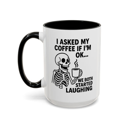 Funny Skeleton Coffee Mug, Halloween Gift, Cute Skeleton Amor, Office Mug, Day of the Dead Coffee Cup
