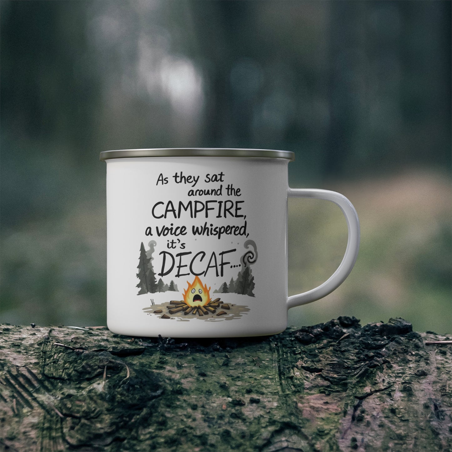 Cute Campfire Scary Story Enamel Mug, Perfect for Outdoor Enthusiasts, Gift for Campers
