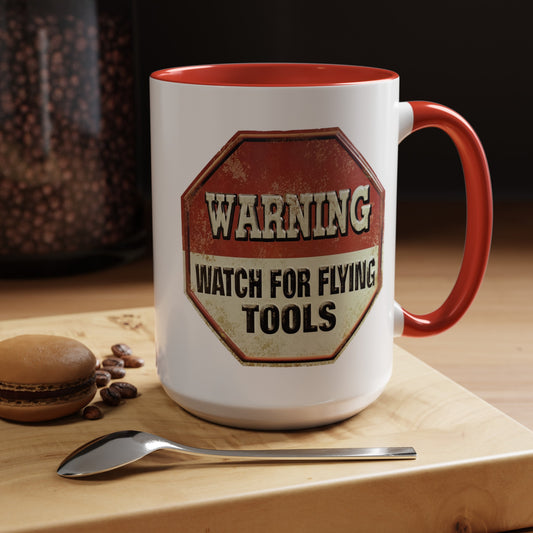 Watch for Flying Tools 11oz two-tone ceramic mug - Unique gift for coffee lovers