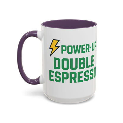 Power-Up Double Espresso Coffee Mug | Energizing Drinkware for Coffee Lovers, Gift for Baristas, Morning Motivation, Kitchen Decor