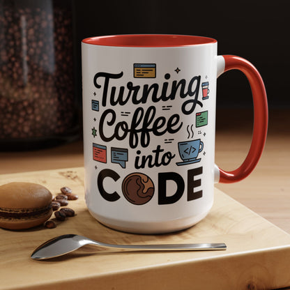 Turning Coffee into Code Mug, Programmer Gift, Coffee Lovers Cup, Tech Humor, Office Decor, Geeky Coffee Mug