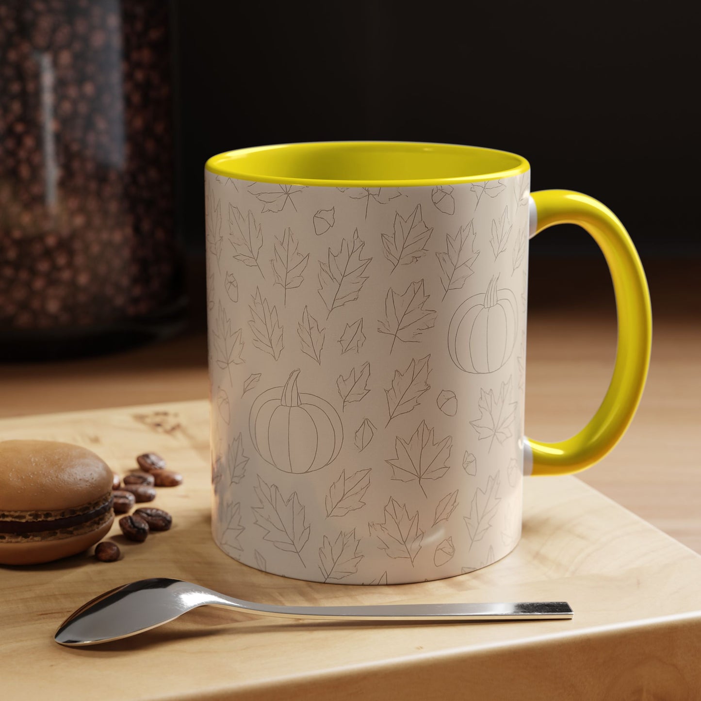 Autumn Leaves Accent Coffee Mug | Fall Decor, Pumpkin Lovers Gift, Cozy Mornings, Seasonal Kitchenware, Ideal for Thanksgiving