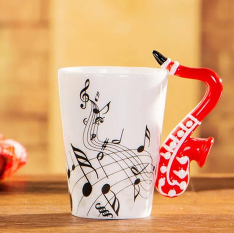 Music Notes with Instrument Handle ceramic mug porcelain cup - Mug World