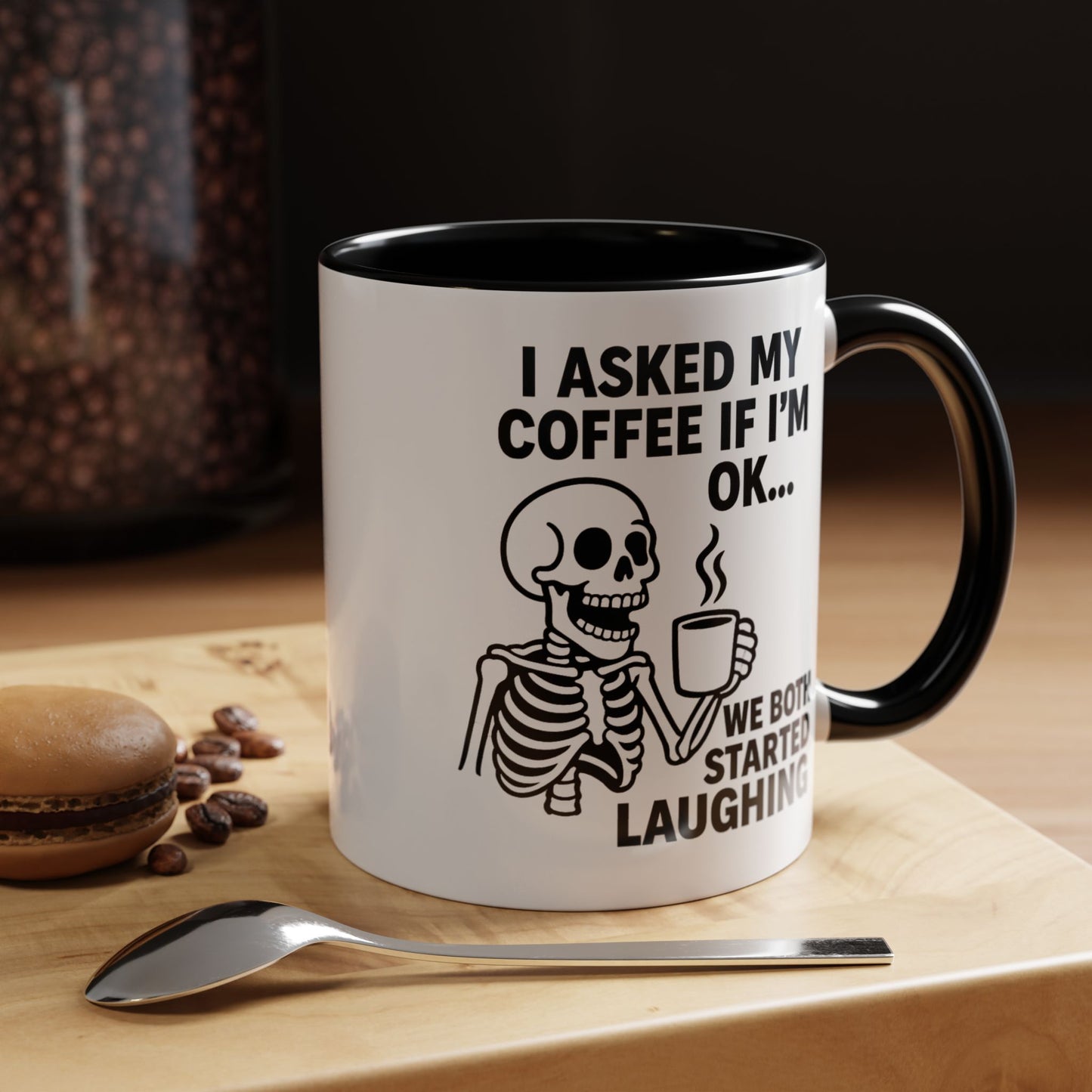 Funny Skeleton Coffee Mug, Halloween Gift, Cute Skeleton Amor, Office Mug, Day of the Dead Coffee Cup