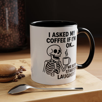 Funny Skeleton Coffee Mug, Halloween Gift, Cute Skeleton Amor, Office Mug, Day of the Dead Coffee Cup