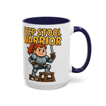 Step Stool Warrior Coffee Mug - Fun Gift for Kids, Unique Kitchenware, Playful Drinkware, Parenting Humor, Kids' Motivation