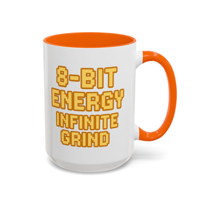 8-Bit Energy Infinite Grind, Cool Gaming Gift, Retro Video Game Cup, Perfect for Gamers, Fun Office Mug