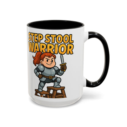 Step Stool Warrior Coffee Mug - Fun Gift for Kids, Unique Kitchenware, Playful Drinkware, Parenting Humor, Kids' Motivation