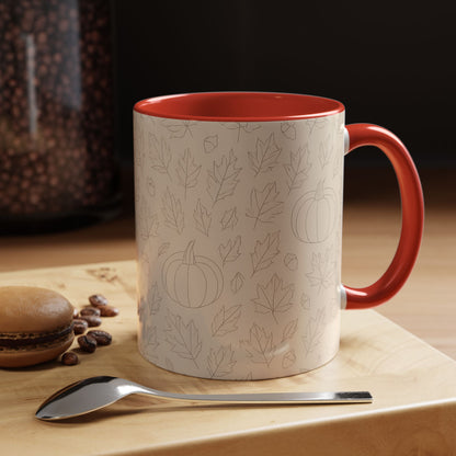 Autumn Leaves Accent Coffee Mug | Fall Decor, Pumpkin Lovers Gift, Cozy Mornings, Seasonal Kitchenware, Ideal for Thanksgiving