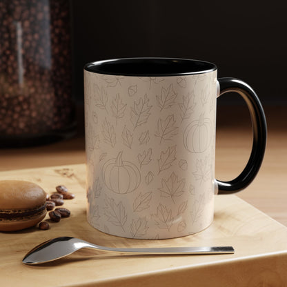 Autumn Leaves Accent Coffee Mug | Fall Decor, Pumpkin Lovers Gift, Cozy Mornings, Seasonal Kitchenware, Ideal for Thanksgiving