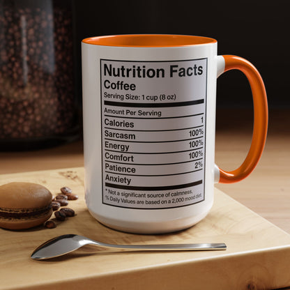 Humorous Coffee Nutrition Facts Mug, Funny Gift for Coffee Lovers