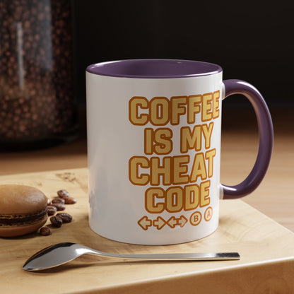 Coffee is My Cheat Code, Game Themed Gift, Funny Mug for Gamers, Gaming Accessory, Birthday Gift for Him