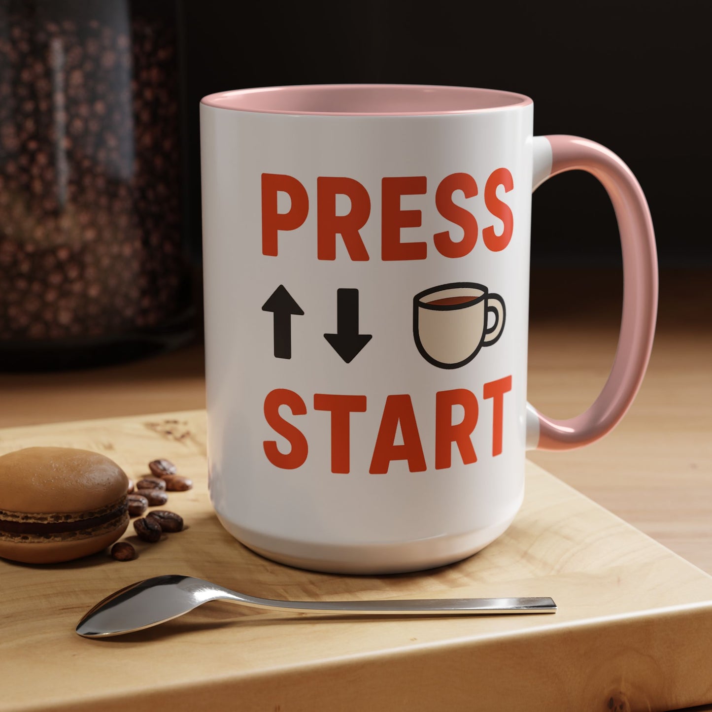 Press Start Retro Gamer Design, Fun Gifts for Gamers, Office Essentials, Tea Lovers, Unique Home Decor