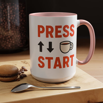 Press Start Retro Gamer Design, Fun Gifts for Gamers, Office Essentials, Tea Lovers, Unique Home Decor