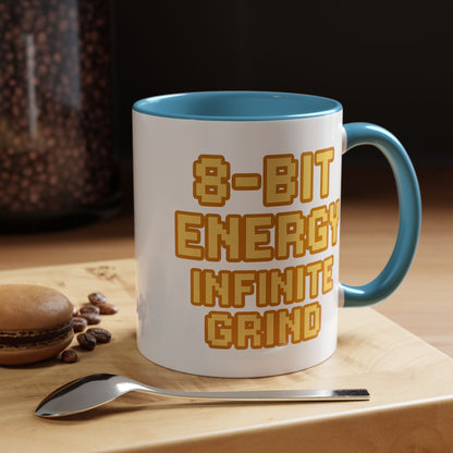 8-Bit Energy Infinite Grind, Cool Gaming Gift, Retro Video Game Cup, Perfect for Gamers, Fun Office Mug