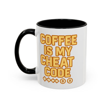 Coffee is My Cheat Code, Game Themed Gift, Funny Mug for Gamers, Gaming Accessory, Birthday Gift for Him