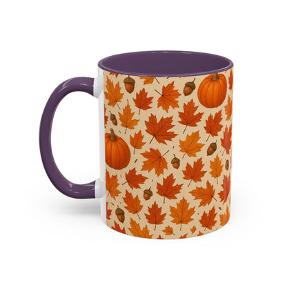 Autumn Leaves Coffee Mug, Pumpkin Mug, Fall Decor, Seasonal Gift, Nature Lover Mug, Cozy Kitchenware