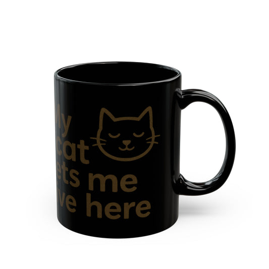 My Cat Lets Me Live Here Mug, Quirky Coffee Cup, Cat-Themed Drinkware