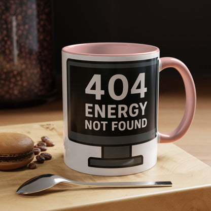 Humorous 404 Energy Not Found Coffee Mug, Funny Gift for Programmers, Unique Office Mug, Tech Lover's Gift, Coffee Lovers Mug