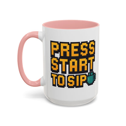 Gamer Coffee Mug, Press Start To Sip, Video Game Gift, Fun Kitchenware, Gaming Decor, Retro Style Mug