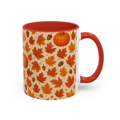 Autumn Leaves Coffee Mug, Pumpkin Mug, Fall Decor, Seasonal Gift, Nature Lover Mug, Cozy Kitchenware