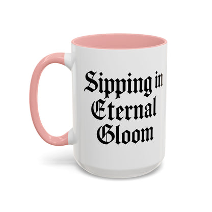 Eternal Gloom Accent Mug - Gothic Coffee Cup, Dark Aesthetic Drinkware, Unique Gift for Halloween, Home Office Decor, Quote Mug
