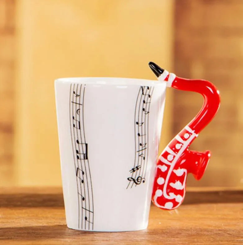 Music Notes with Instrument Handle ceramic mug porcelain cup - Mug World