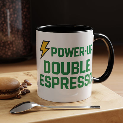 Power-Up Double Espresso Coffee Mug | Energizing Drinkware for Coffee Lovers, Gift for Baristas, Morning Motivation, Kitchen Decor