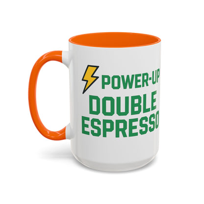 Power-Up Double Espresso Coffee Mug | Energizing Drinkware for Coffee Lovers, Gift for Baristas, Morning Motivation, Kitchen Decor